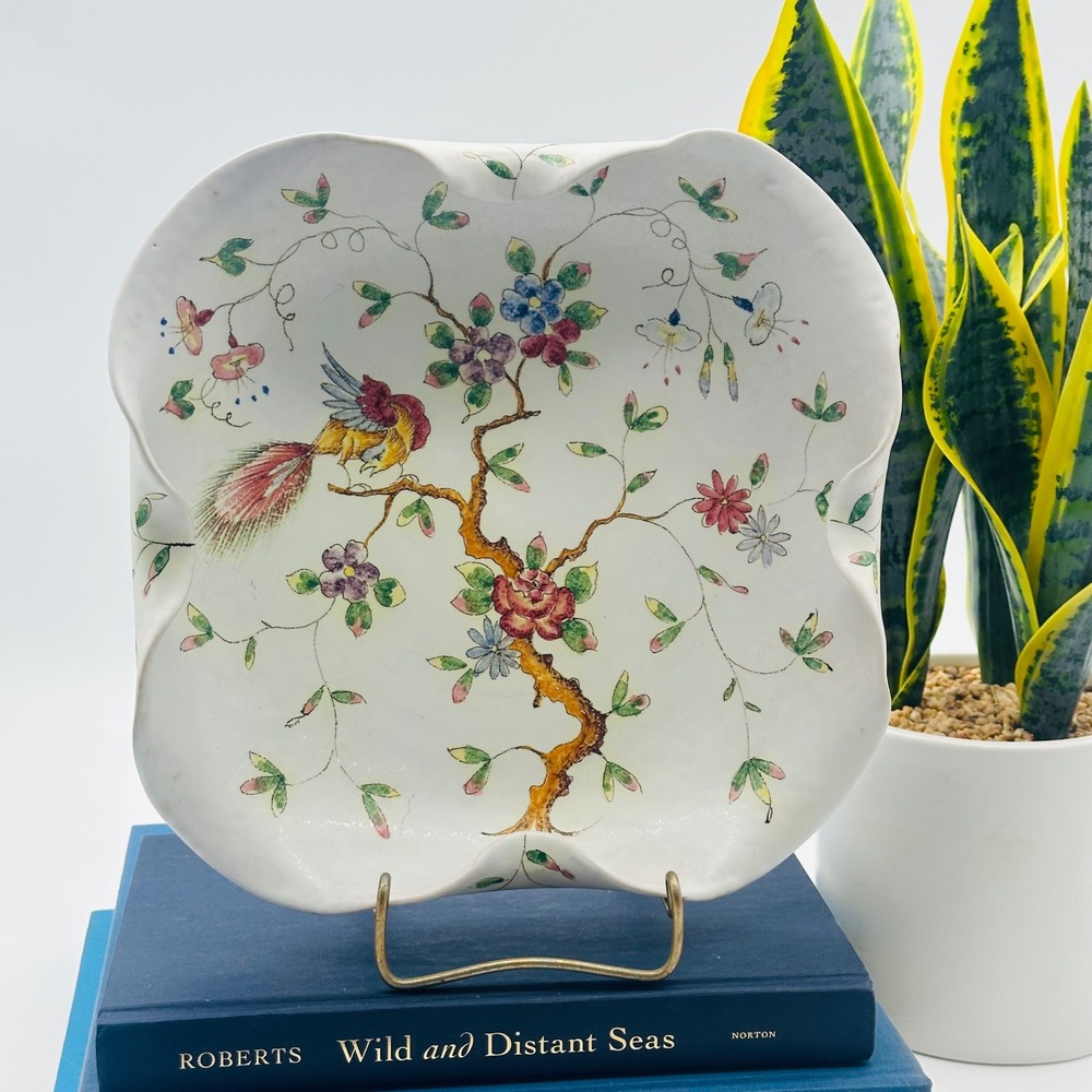Santarelli for BHS Italy Hand Painted Bird of Paradise‎ Ceramic Bowl/Dish 9"